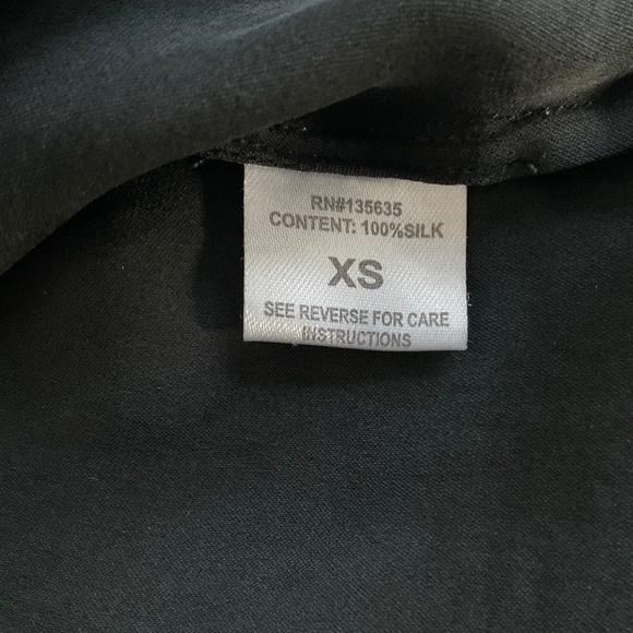 Chelsea Flower 100% Silk Button Up Blouse XS Black Open Back Sexy Night Out Y2K - Picture 4 of 13